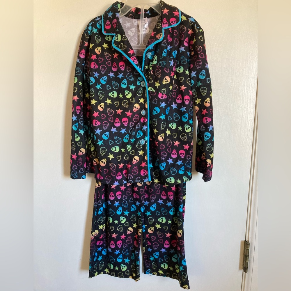 *Joe Boxer New 2pc Black Multicolor Skulls Shirt & Pants Pajama Set #IB